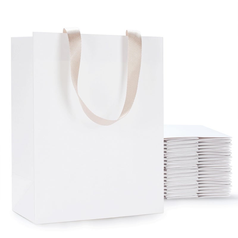 YACEYACE White Paper Gift Bags 20Pcs 8x425x105 White Kraft Gift Bag with Handles Medium Gift Bags with Handles Bulk Paper Shopping Bag Bulk